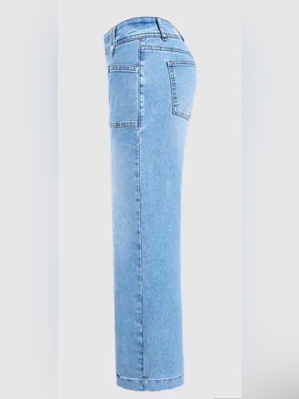 Flamingals Wash Asymmetrical Stitch Detail Mid Waist Straight Leg Jeans - Picture 5 of 14